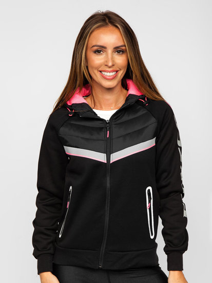 Chaqueta acolchada de entretiempo para mujer con capucha color negro Denley KSW4012