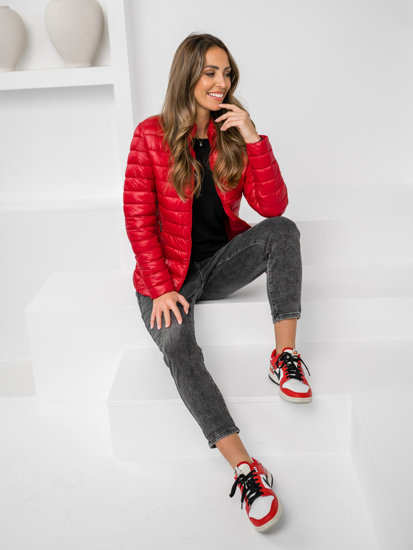 Chaqueta acolchada de entretiempo para mujer rojo Bolf 16M9108