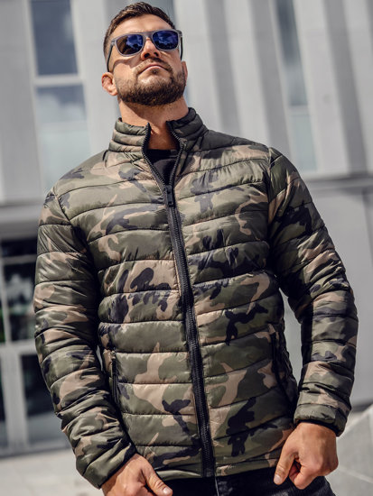 Chaqueta acolchada de invierno camuflaje para hombre verde Bolf SM80A