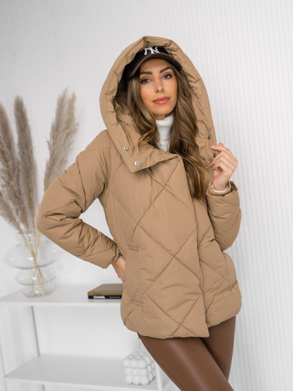 Chaqueta acolchada de invierno con capucha para mujer camel Bolf 5M3175