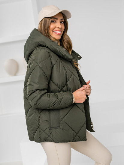 Chaqueta acolchada de invierno con capucha para mujer caqui Bolf 5M3175