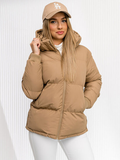 Chaqueta acolchada de invierno con capucha para mujer marrón Bolf 5M3169