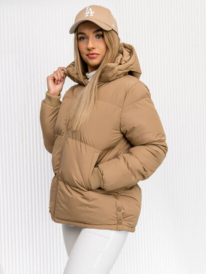 Chaqueta acolchada de invierno con capucha para mujer marrón Bolf 5M3169