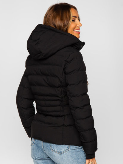 Chaqueta acolchada de invierno con capucha para mujer negro Bolf 5M769