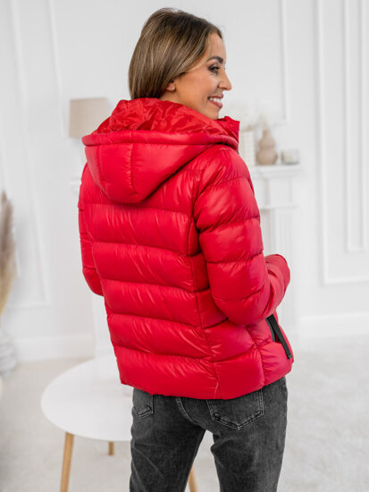 Chaqueta acolchada de invierno con capucha para mujer rojo Bolf 5M782