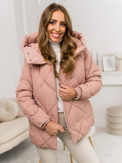 Chaqueta acolchada de invierno con capucha para mujer rosa Bolf 5M3175