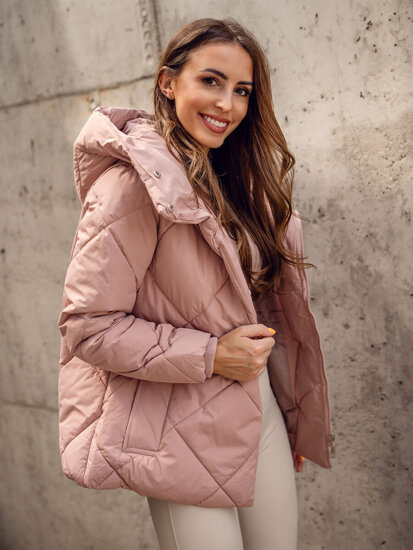 Chaqueta acolchada de invierno con capucha para mujer rosa Bolf 5M3175A