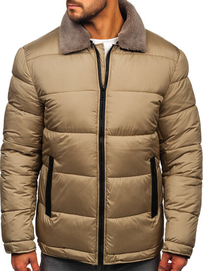 Chaqueta acolchada de invierno con pelo para hombre beige Bolf 31M5010