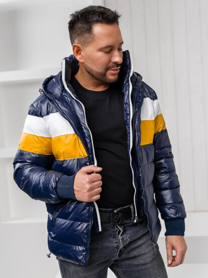 Chaqueta acolchada de invierno para hombre azul oscuro Bolf 6592A1