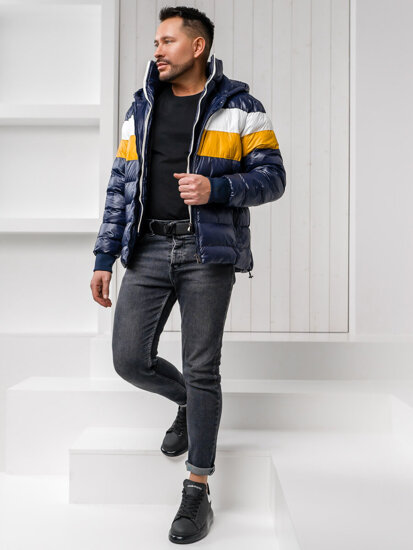 Chaqueta acolchada de invierno para hombre azul oscuro Bolf 6592A1