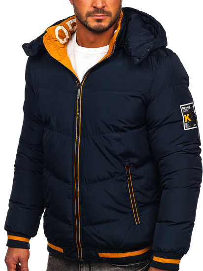 Chaqueta acolchada de invierno para hombre azul oscuro Bolf 6902