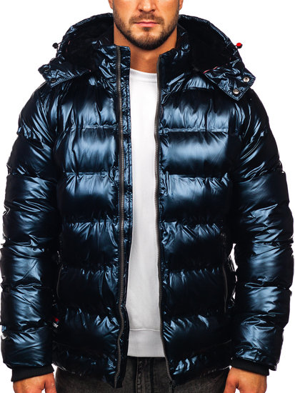 Chaqueta acolchada de invierno para hombre azul oscuro Bolf 6905