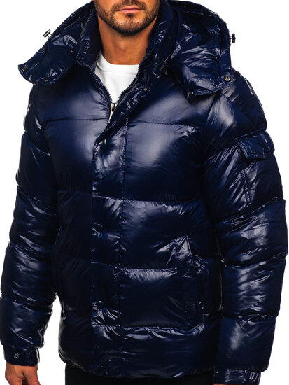 Chaqueta acolchada de invierno para hombre azul oscuro Bolf 9970