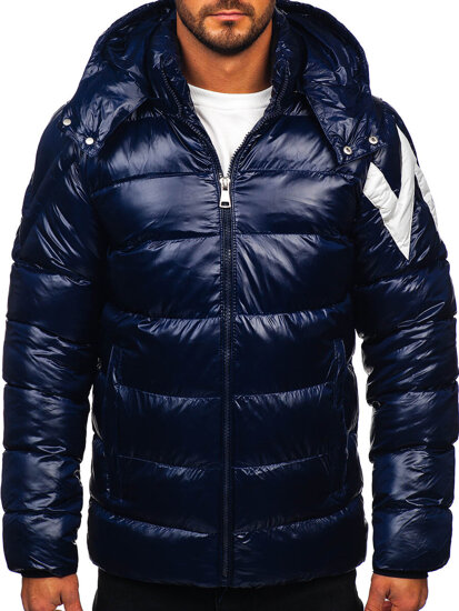 Chaqueta acolchada de invierno para hombre azul oscuro Bolf 9981