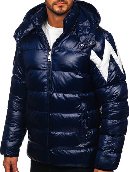 Chaqueta acolchada de invierno para hombre azul oscuro Bolf 9981