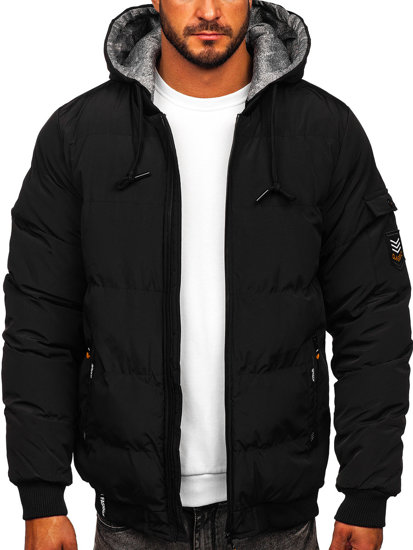 Chaqueta acolchada de invierno para hombre negro Bolf 7408