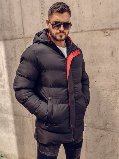 Chaqueta acolchada de invierno parka para hombre negro Bolf 7330A