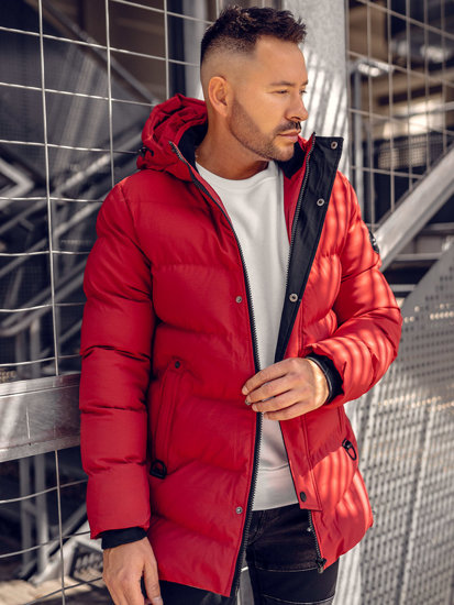 Chaqueta acolchada de invierno parka para hombre rojo Bolf 7330