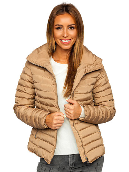 Chaqueta acolchada de invierno sin capucha para mujer color marrón Bolf 23063