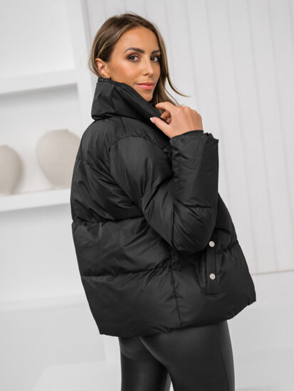 Chaqueta acolchada de invierno sin capucha para mujer negro Bolf 23062