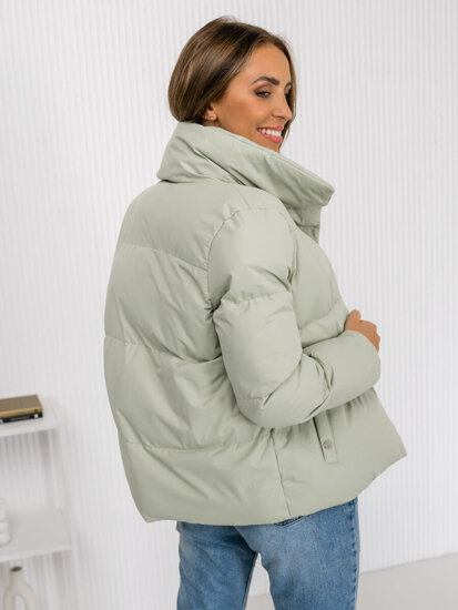 Chaqueta acolchada de invierno sin capucha para mujer verde Bolf 23062