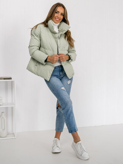 Chaqueta acolchada de invierno sin capucha para mujer verde Bolf 23062