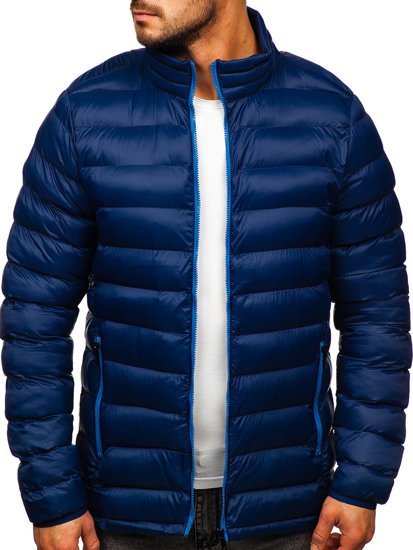 Chaqueta acolchada deportiva de invierno para hombre color azul oscuro Bolf 1111