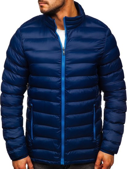 Chaqueta acolchada deportiva de invierno para hombre color azul oscuro Bolf 1111