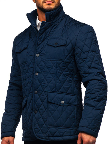 Chaqueta acolchada, elegante para hombre azul oscuro Bolf 802