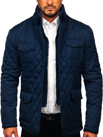 Chaqueta acolchada, elegante para hombre azul oscuro Bolf 802