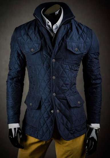 Chaqueta acolchada, elegante para hombre azul oscuro Bolf 802A