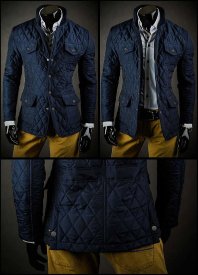 Chaqueta acolchada, elegante para hombre azul oscuro Bolf 802A