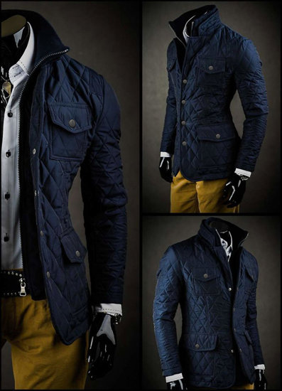 Chaqueta acolchada, elegante para hombre azul oscuro Bolf 802A