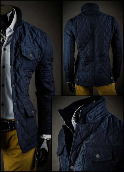 Chaqueta acolchada, elegante para hombre azul oscuro Bolf 802A