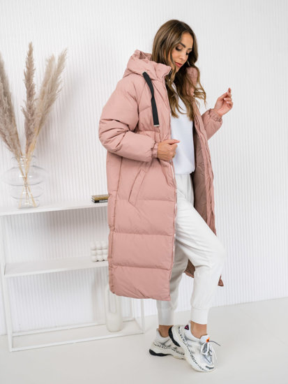 Chaqueta acolchada larga abrigo de invierno con capucha para mujer rosa Bolf 5M3163