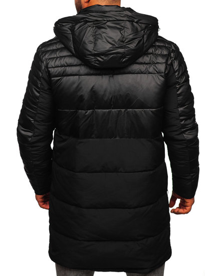 Chaqueta acolchada larga de invierno para hombre negro Bolf 22M62