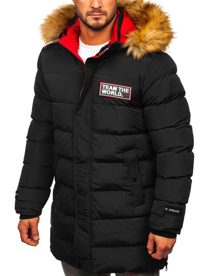 Chaqueta acolchada larga de invierno para hombre negro Bolf 6477