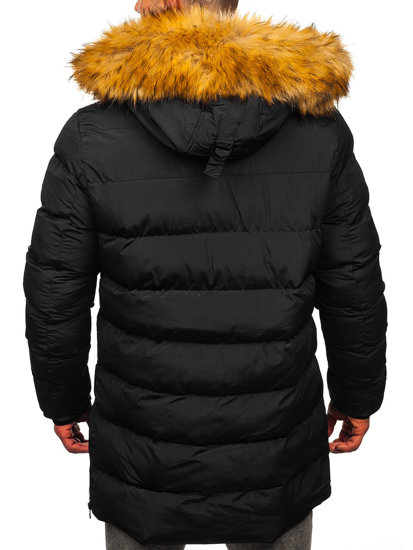 Chaqueta acolchada larga de invierno para hombre negro Bolf 6477