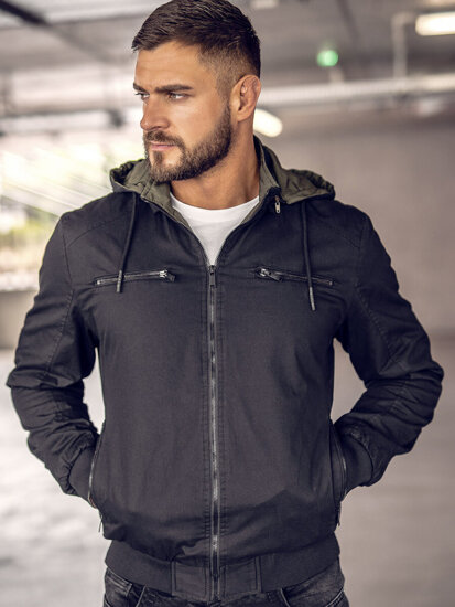 Chaqueta algodón de entretiempo para hombre negro Bolf 84M3010A