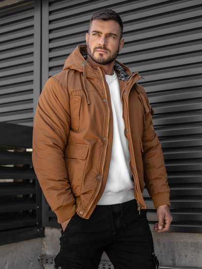 Chaqueta algodón de invierno gruesa para hombre camel Bolf 1890A