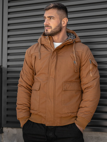 Chaqueta algodón de invierno gruesa para hombre camel Bolf 1890A