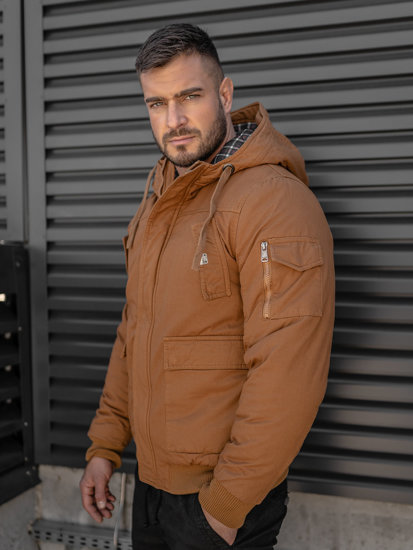 Chaqueta algodón de invierno gruesa para hombre camel Bolf 1890A