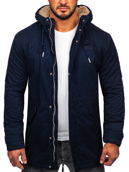 Chaqueta algodón de invierno parka para hombre azul oscuro Bolf EX838A