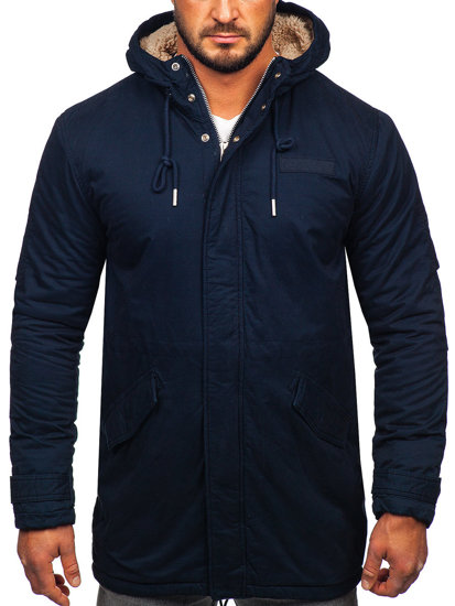 Chaqueta algodón de invierno parka para hombre azul oscuro Bolf EX838A