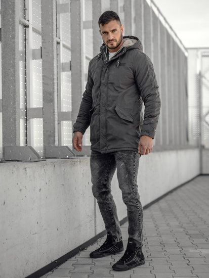 Chaqueta algodón de invierno parka para hombre grafito Bolf EX838A