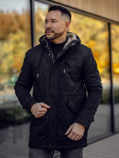 Chaqueta algodón de invierno parka para hombre negro Bolf EX838A