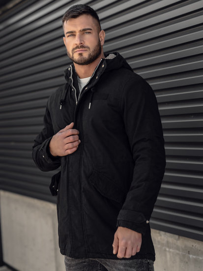 Chaqueta algodón de invierno parka para hombre negro Bolf EX838A