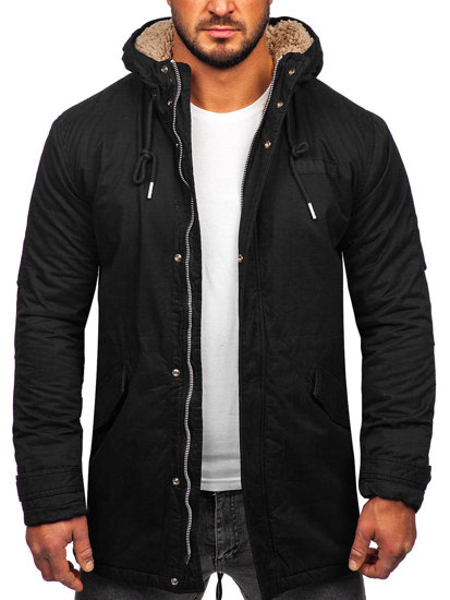 Chaqueta algodón de invierno parka para hombre negro Bolf EX838A