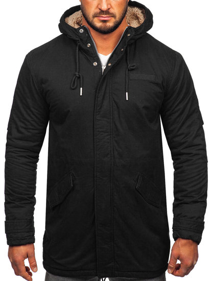 Chaqueta algodón de invierno parka para hombre negro Bolf EX838A