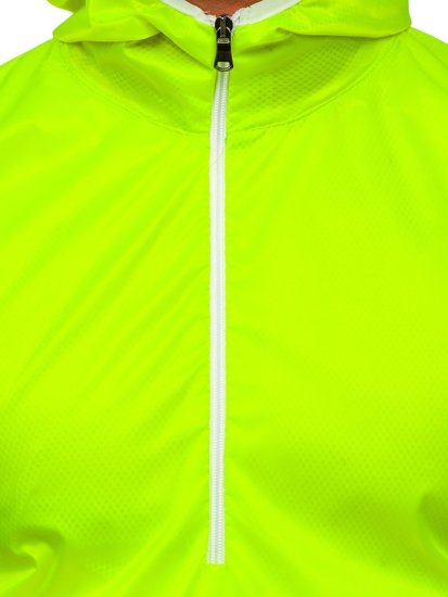 Chaqueta anorak deportiva de entretiempo con capucha para hombre amarillo y fluorescente BOLF 5061